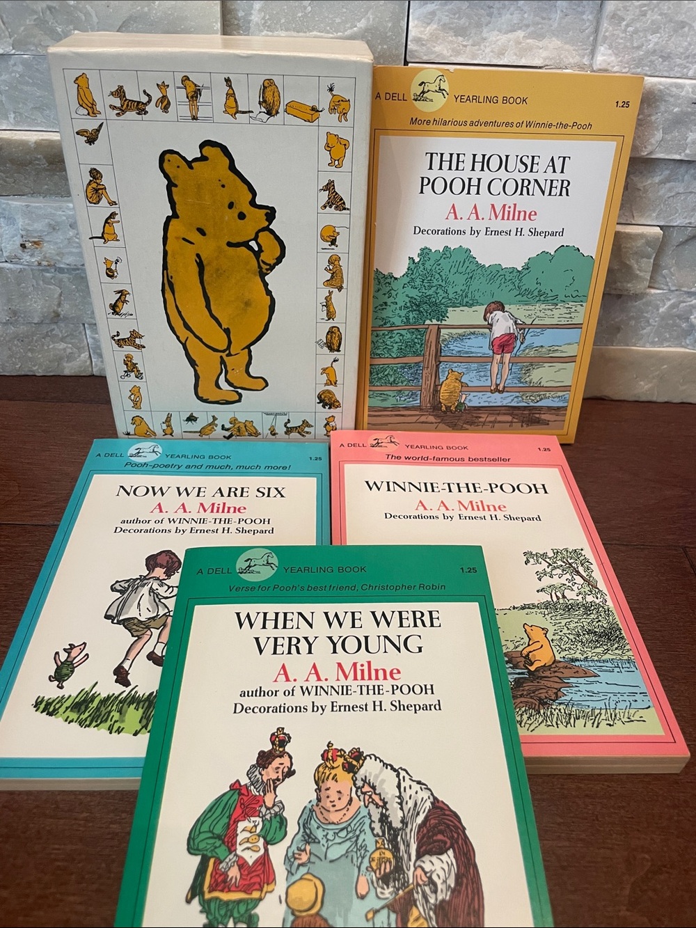 A.A. Milne Winnie-the-Pooh Paperback Set — Yellow, Green, Teal, Pink Covers